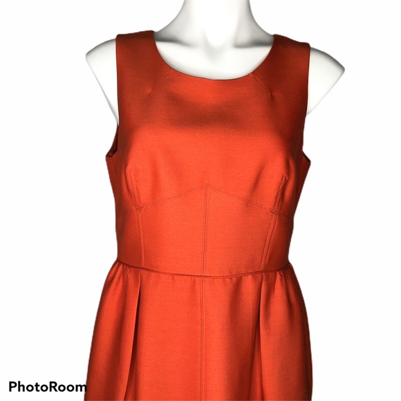 J. Crew Allie Orange Wool/Silk Pleated Dress - Picture 2 of 8